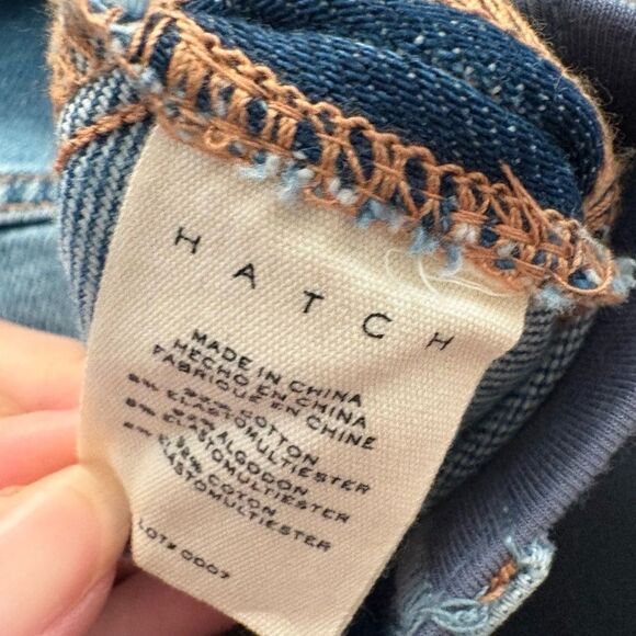 Hatch Jeans Maternity Size 30 Light Blue Distressed Raw Hem Comfort Casual - Picture 6 of 7